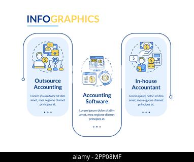 Business accounting management blue rectangle infographic template Stock Vector
