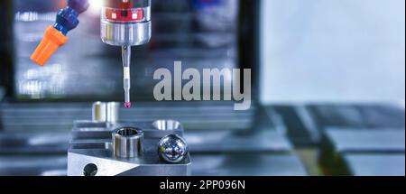 Automatic coordinate measurement machine (CMM) for inspection high precision industrial parts during working Stock Photo