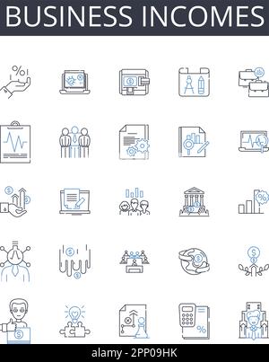 Commercial returns line icons collection. Profitability, Revenue ...