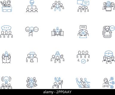 Coherence line icons collection. Unity, Synchronization, Alignment, Consistency, Harmony, Integration, Synergy vector and linear illustration Stock Vector