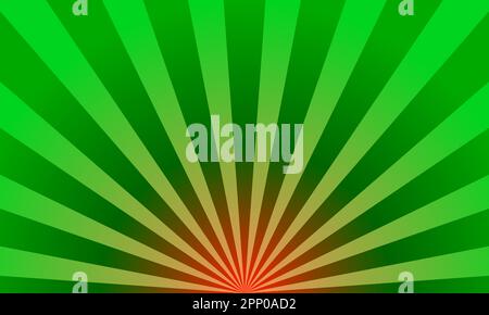 green sunburst abstract background.  japan, background, green, sun, light, sunrise, pattern, japanese, effect, beam, vector, comic, sunburst Stock Vector
