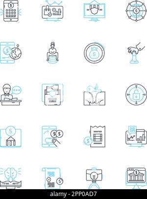 Budgeting techniques linear icons set. Frugality, Allocation ...