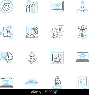 Rapid expansion linear icons set. Growth, Expansion, Acceleration ...