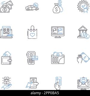 Shopping plaza line icons collection. Mall, Complex, Bazaar, Emporium, Arcade, Market, Centre vector and linear illustration. Plaza,Outlet,Galleria Stock Vector