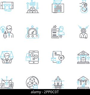 Cost arrangement linear icons set. Budget, Pricing, Payments, Allocations, Disbursements, Fees, Invoicing line vector and concept signs. Financing Stock Vector