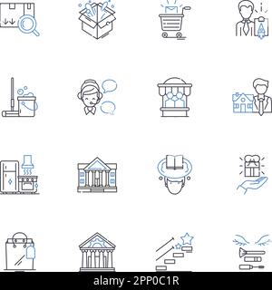 Advanced robotics line icons collection. Automation, Precision, Intelligence, Mobility, Adaptability, Versatility, Complexity vector and linear Stock Vector