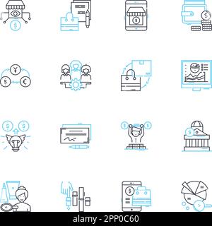 Solo entrepreneur linear icons set. Independent, Ambitious, Innovative, Driven, Resilient, Resourceful, Tenacious line vector and concept signs Stock Vector