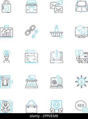 Technological teamwork linear icons set. Collaboration, Synergy, Integration, Coordination, Innovation, Connectivity, Automation line vector and Stock Vector