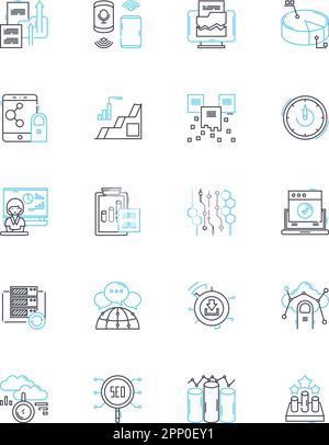 Robotic Process Automation linear icons set. Automation, Efficiency, Artificial Intelligence, Integration, Streamline, Productivity, Innovation line Stock Vector