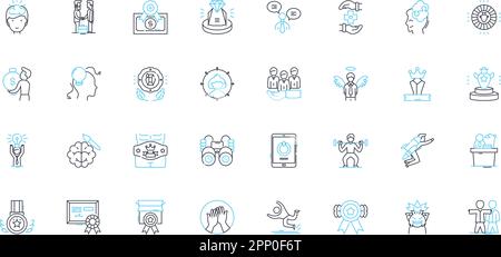 Market expansion linear icons set. Growth, Expansion, New markets, Diversification, Globalization, Penetration, Outreach line vector and concept signs Stock Vector