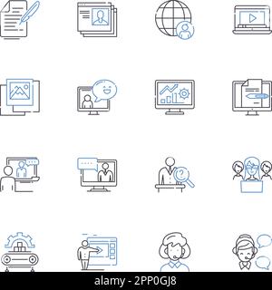 Corporate Arena line icons collection. Business, Professional, Workplace, Environment, Industry, Competition, Efficiency vector and linear Stock Vector