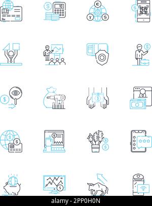 Equity fund linear icons set. Diversification, Growth, Investment ...