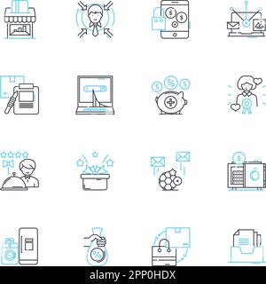 Cash linear icons set. My, Currency, Funds, Wealth, Income, Payment, Finances line vector and concept signs. Savings,Budget,Investment outline Stock Vector