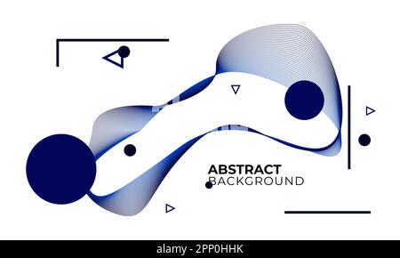 abstract background with dynamic linear waves in blue.  abstract, line, wave, vector, shape, background, sound, music, design, movement, dynamic, element. Stock Vector