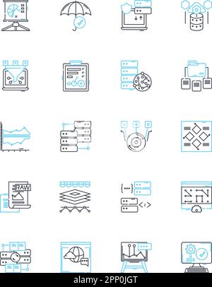 Market forecasting linear icons set. Prediction, Analysis, Trend ...
