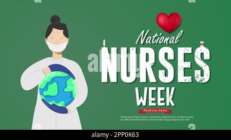 National Nurses Week. Thank you, nurses. Medical and health care concept. Nurses  hold on earth, poster design vector illustration Stock Vector
