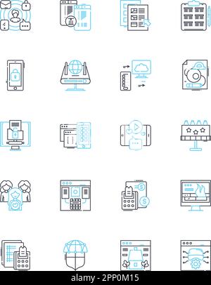 Email design linear icons set. Typography, Layout, Branding, Template, Responsive, Header, Footer line vector and concept signs. Call-to-action,Images Stock Vector