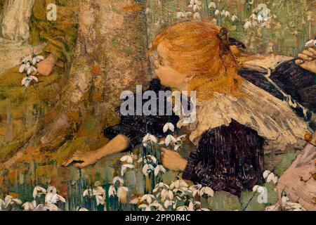 The Coming of Spring, detail, EA Hornel, 1899, Stock Photo