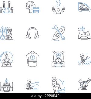 Solution-focused therapy line icons collection. Solution, Focus, Change, Growth, Positivity, Strengths, Possibilities vector and linear illustration Stock Vector