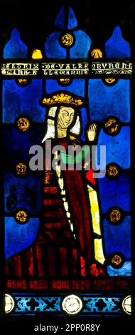 Beatrix of Valkenburg, Third Wife of Richard of Cornwall, King of the Romans, stained glass, circa 1293, Norwich, England, Stock Photo