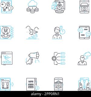 Web production linear icons set. Design, Development, Coding, Graphic, Animation, Layout, Responsive line vector and concept signs. Content Stock Vector