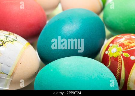 Easter. Easter colored eggs in close-up Stock Photo