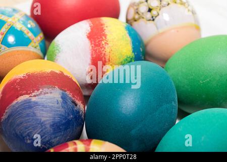 Easter. Easter colored eggs in close-up Stock Photo