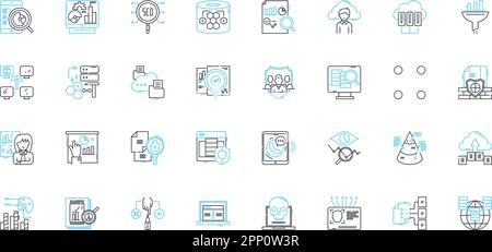 Comprehensive numbers linear icons set. Mathematics, Statistics ...