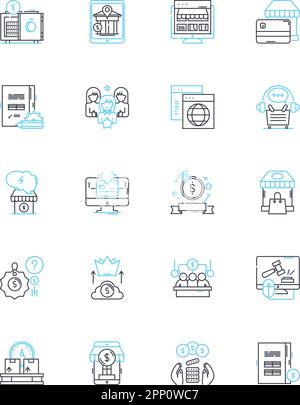 Trade Wares linear icons set. Exchange, Barter, Commerce, Goods, Merchandise, Swap, Negotiate line vector and concept signs. Market,Deal,Trading Stock Vector