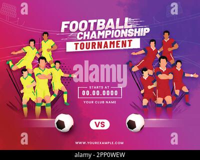 Football Championship Tournament Concept With Participating Countries Player Team On Gradient Abstract Background. Stock Vector