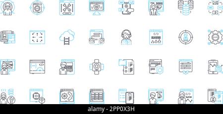 Market segmentation linear icons set. Demographics, Psychographics, Geographics, Lifestyle, Behavior, Targeting, Clustering line vector and concept Stock Vector