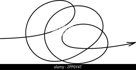 Doodle line arrow. Hand drawn scribble spiral arrow. Vector isolated illustration Stock Vector