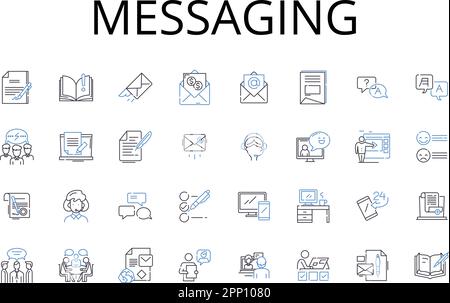 Messaging line icons collection. Chatting, Correspondence, Communicating, Texting, Emailing, Interacting, Exchanging words vector and linear Stock Vector