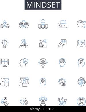 Mindset line icons collection. Attitude, Perspective, Outlook, Philosophy, Belief system, Mentality, Worldview vector and linear illustration Stock Vector