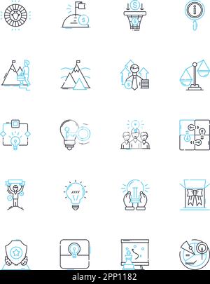 Personal improvement linear icons set. Progress, Growth, Development, Self-discovery, Achievement, Transformation, Mindfulness line vector and concept Stock Vector