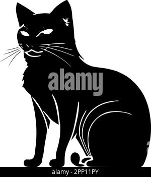 Cute cat silhouette, Beautiful kittie shape, isolated vector image. Stock Vector