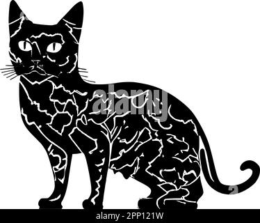 Cute cat silhouette, Beautiful kittie shape, isolated vector image. Stock Vector