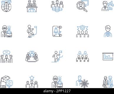 Progressive vision line icons collection. Inclusion, Empowerment, Equity, Sustainability, Innovation, Diversity, Responsiveness vector and linear Stock Vector