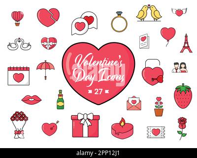 Valentines Day Icon Or Symbols Over White Background. Stock Vector