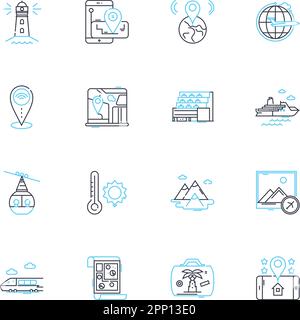 Gps Coordinates Linear Icons Set Position Location Navigation