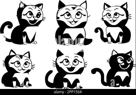 Cute cat silhouette, Beautiful kittie shape, isolated vector image. Stock Vector