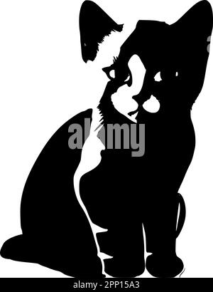Cute cat silhouette, Beautiful kittie shape, isolated vector image. Stock Vector
