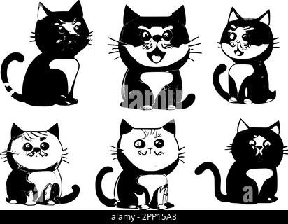 Cute cat silhouette, Beautiful kittie shape, isolated vector image. Stock Vector