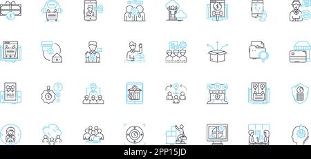 Manufacturing plant linear icons set. Production, Assembly, Equipment, Machinery, Quality, Safety, Workers line vector and concept signs. Efficiency Stock Vector