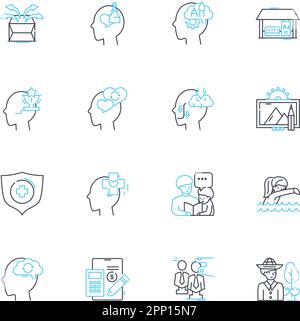 Advanced systems linear icons set. Automation, Precision, Analytics, Integration, Efficiency, Optimization, Modularity line vector and concept signs Stock Vector