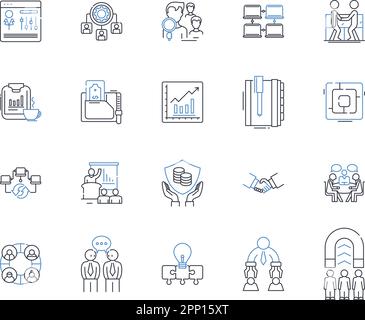 Access Economy line icons collection. Sharing, Collaboration, Peer-to-Peer, Rental, Subscription, SaaS Software as a Service, Crowdfunding vector and Stock Vector