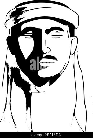 Portrait of an Arab man wearing a traditional turban. Stock Vector
