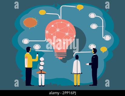 Business concept vector image. Thinking process from idea to implementation. Stock Vector