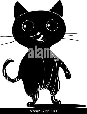 Cute cat silhouette, Beautiful kittie shape, isolated vector image. Stock Vector