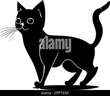 Cute cat silhouette, Beautiful kittie shape, isolated vector image. Stock Vector